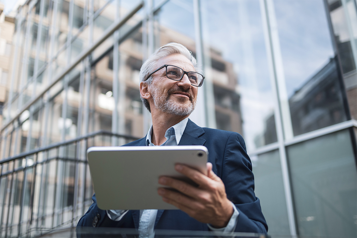 business man with ipad