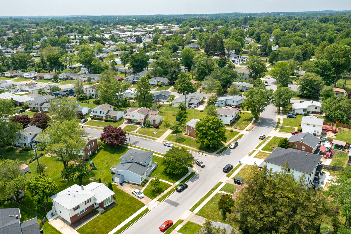 aerial view of neighborhood