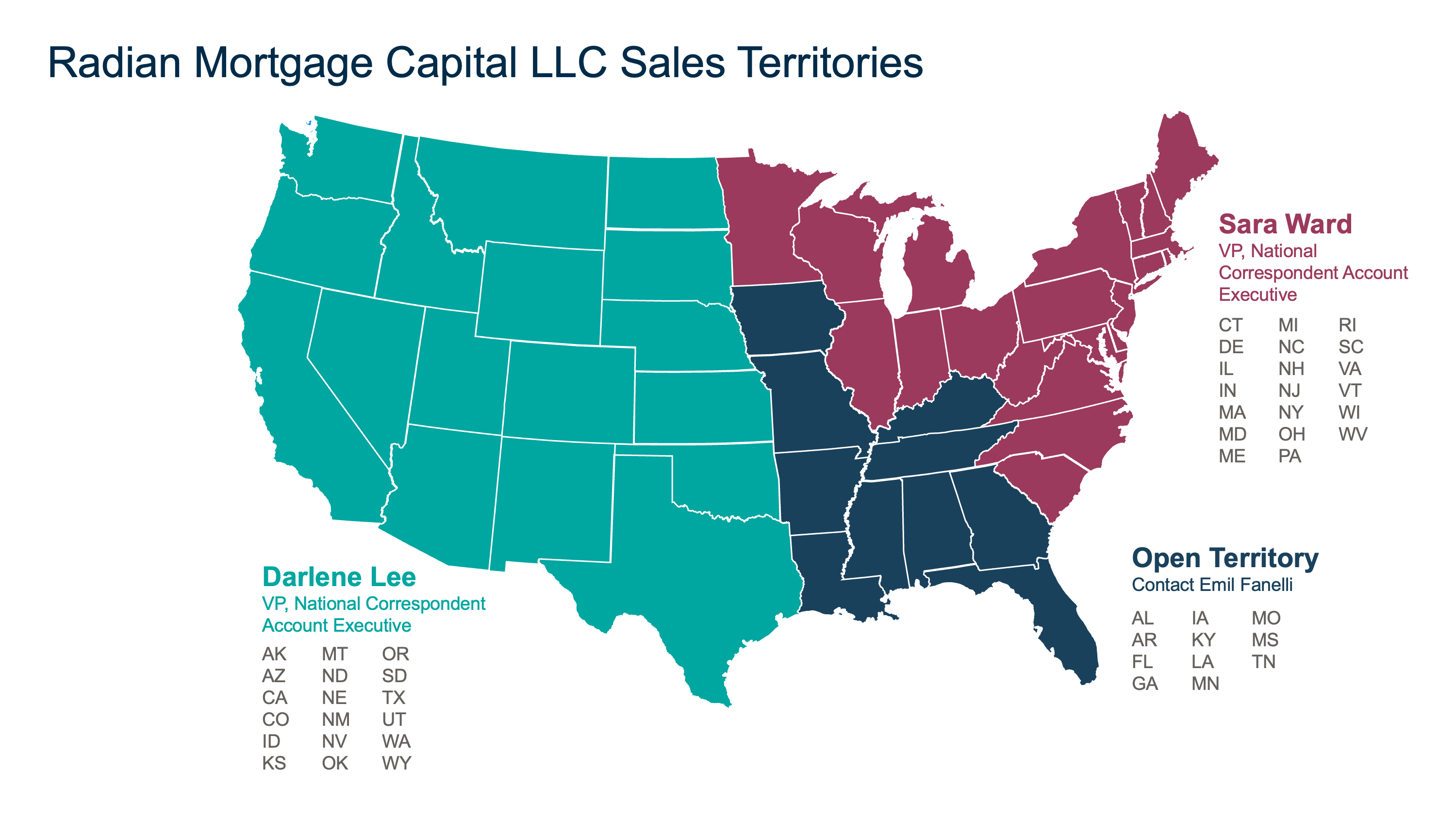 Radian Mortgage Capital Sales Territory Map
