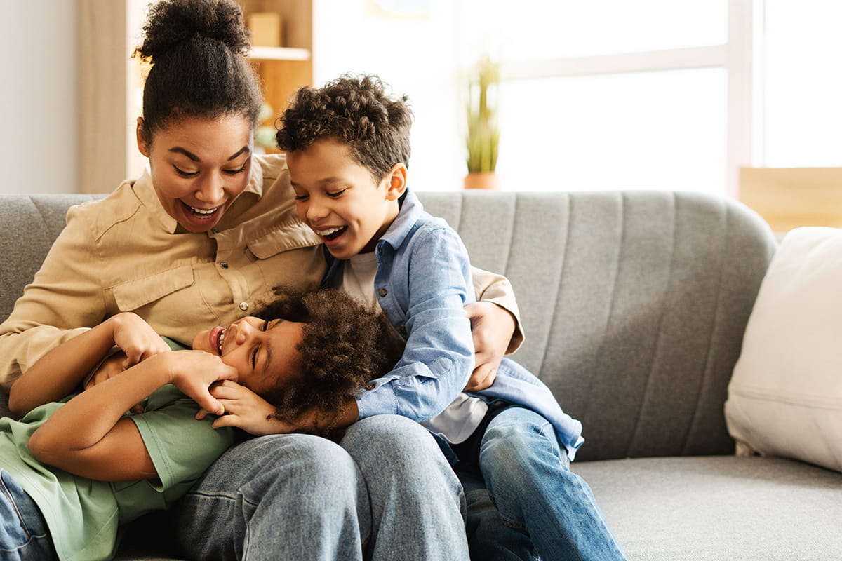 Mom with kids