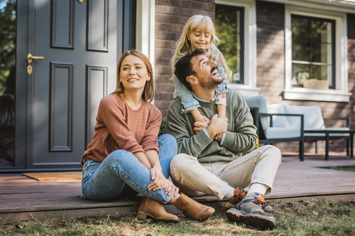 Family on porch